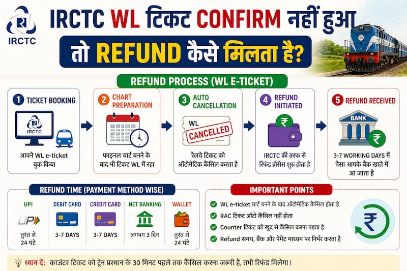IRCTC WL ticket auto cancellation refund process