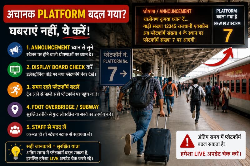 Train platform change announcement railway station