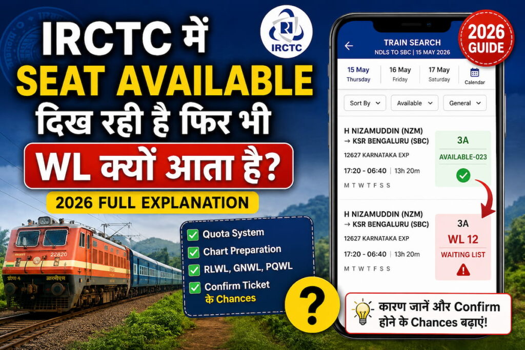 seat available but waiting list issue in IRCTC train ticket booking