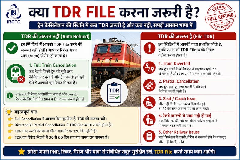 TDR file करना जरूरी है या नहीं IRCTC refund rules explained